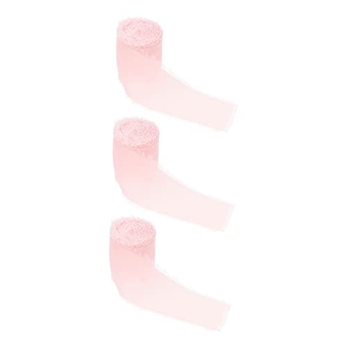 COHEALI 3 Rollen Chiffon-gürtel Mit Ungesäumten Kanten Diy Bastelband Blumenverzierungen Blumendekorband Schleife Geschenkband Bänder Für Blumensträuße Band Für Rosa Polyester von COHEALI