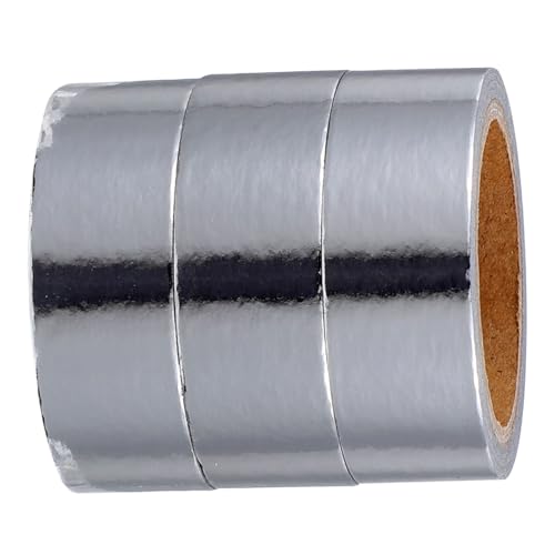 COHEALI 3 Rollen Goldfolienband kassetten the washi tape tischdeken farbiges Washi-Tape selbstklebende DIY-Klebebänder dekoratives Bastelband Folienpapierband Japanisches Papier Silver von COHEALI