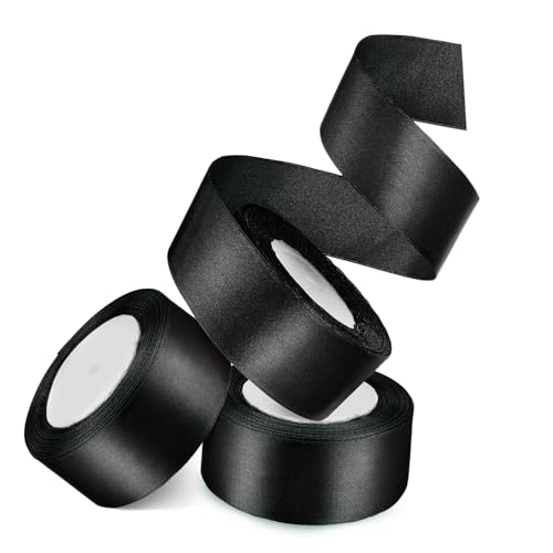 COHEALI 3 Rollen Verpackungsband Stoffband Breites Band Bänder Für Schleifen Band Für Bänder Zum Basteln Dekoratives Band Einfarbiges Band Geschenkband Schwarzes Polyester von COHEALI