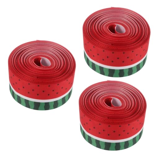 COHEALI 3 Rollen Wassermelonenband Sommerfruchtband Flaggenband basteln verpackungsband Dekorationsband Geschenkverpackungsband Blumenverpackungsband Neuheit Geschenkband Polyester von COHEALI