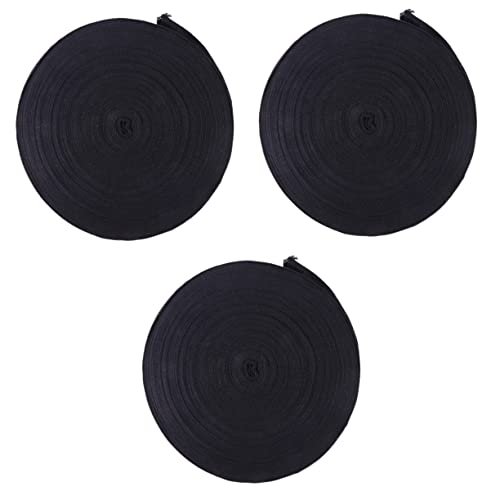 COHEALI 3 Rollen weißes Band Gurtband trimmen Köperband mit Fischgrätenmuster natürliches Gurtband elastische Spule breites band anti wrinkle tape Baumwollband einfarbiges Band Black von COHEALI