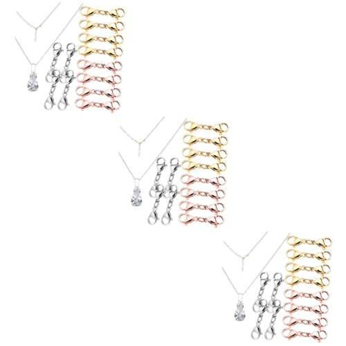 COHEALI 3 Sätze Karabinerverschluss Halskettenverkürzer Verschluss Für Halsketten Schmuckverschlüsse Und Verschlüsse Halsketten Kettenverlängerungen Halsketten Layering 12 Stück * 3 von COHEALI