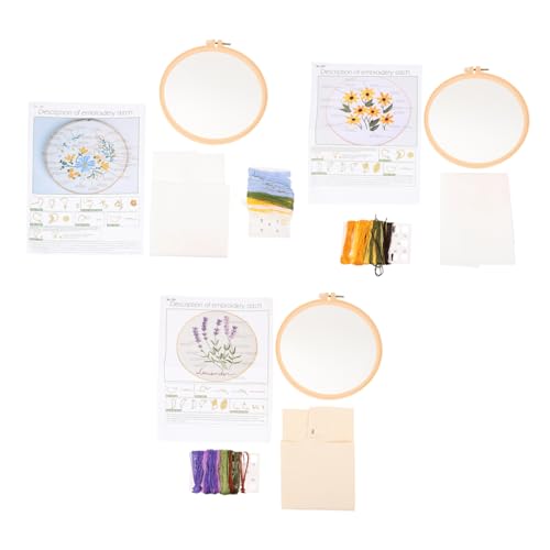 COHEALI 3 Sätze Kreuzstich für Anfänger handgefertigter Projektbausatz Stickset für Anfänger embroidery thread embroidery needle Nähpaket für Anfänger Stichpaket für den Anfang Polyester von COHEALI