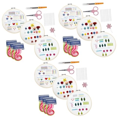 COHEALI 3 Sätze Kreuzstich handgemachtes Stickmaterial Sticktuch mit Mustern Stickbuch embroidery kit embroidery set Stickerei handgemachtes Material Stickwerkzeugsatz Polyester von COHEALI