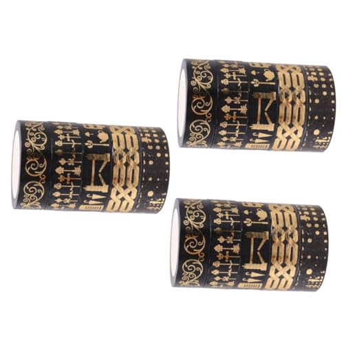 COHEALI 3 Sätze Papier Klebeband Klebriges Papierband Washi-tape Basteln Etikettenaufkleber Folie Washi Tape Goldenes Klebeband Dekoratives Washi Tape Breit Glitzerband Black 5 Rollen * 3 von COHEALI