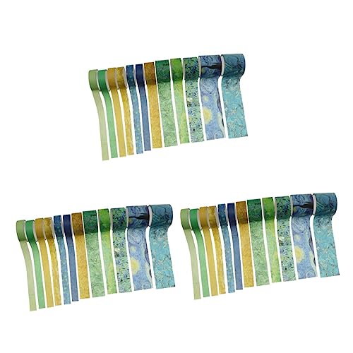 COHEALI 3 Sätze Taschenband Bastelbedarf Washi-tape Basteln Sammelalbum Bastelband Multifunktionales Klebeband Papierklebeband Aufkleber Geschenkbänder Klebebänder Green 12 Rollen * 3 von COHEALI