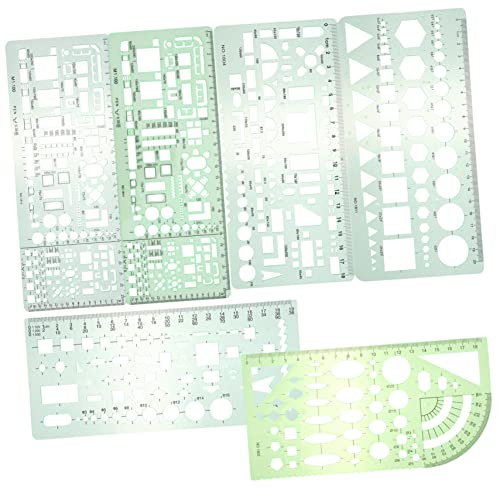 COHEALI 3 Sätze Zeichnungsvorlage Lineal Kurvenformschablonen Kreisschablone Schablonen Formen Geometrievorlage Malschablonen Möbel Zeichnungsvorlage Mechanische Schablonen Green Plastik von COHEALI