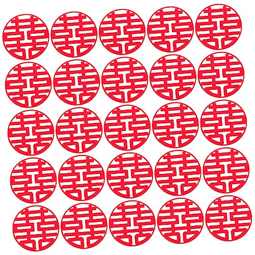 COHEALI 30St glückliche Wortaufkleber Hochzeitsdekoration Hochzeitstischdekoration wiederverwendbare sticker reusable stickers hausdeko chinesische xi-dekorationen Vlies-Glücksschnitt rot von COHEALI