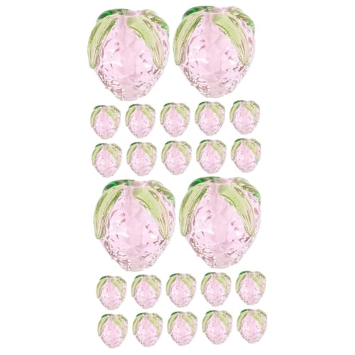 COHEALI 32 Stk Erdbeere Aus Glas Schmuckdekore Erdbeer-schmuck-accessoire Kuchen-charms-anhänger Erdbeer-schmuckanhänger Frucht-lampwork-anhänger Süße Perlen Frucht-abstandsperle Rosa von COHEALI