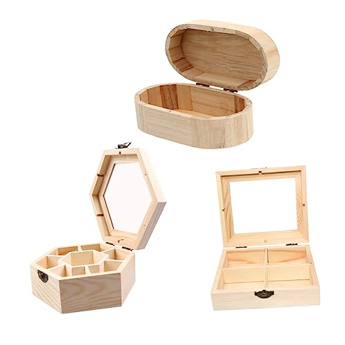 COHEALI 3St Holzkasten Süßigkeiten selber machen DIY Aufbewahrungsbehälter für Schmuck storage boxes aufbwahrungs-box Dekobox bemalte Holzkisten für Süßigkeiten handgefertigte Schachteln von COHEALI