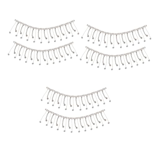 COHEALI 3St Strass-Quaste Quastenband Strassbesatz weißer Rand Kostümzubehör Metallband Halskette mit Strassfransen Fransengürtel Strass-Fransenbesatz Kristallkette DIY-Material Legierung von COHEALI