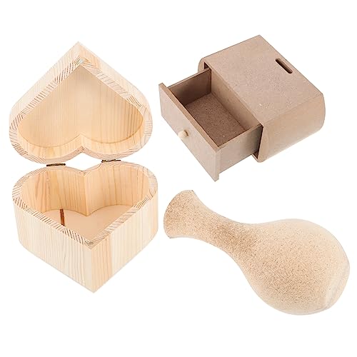 COHEALI 3St schmuckschatulle aus holz handgefertigte Vasendekoration Schminktisch-Dekor Schmuck-Organizer Vasen für zu Hause holzspielzeug holzspielsachen DIY-Boxen Blumenvase aus Holz von COHEALI