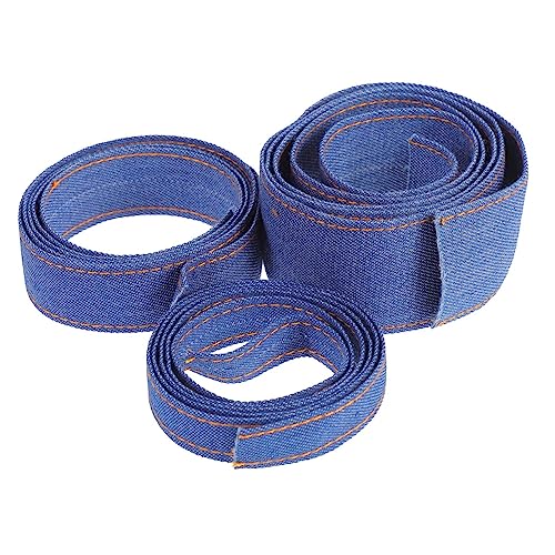 COHEALI 3st Jeansstreifen Band Für Diy-verpackung Spitzenband Blaues Kräuselband Haarschmuck Jeansband Zum Basteln Geschenkband Blaues Drahtband Blauer Hijab Schleife Jeansfaden Blue Denim von COHEALI