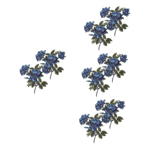 COHEALI 4 Paare Stickerei-reparatur-stickerei Flicken Für Kleidung Flecken Blumenapplikation Blumenbeete Abzeichen Annähen Hemdapplikationen Dekorative Patches Jeansflicken Polyester Blue von COHEALI