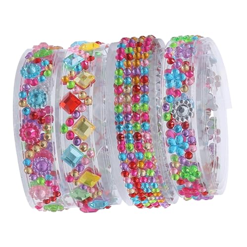 COHEALI 4 Rollen Strassband Strassstreifen Strasssteine Edelsteine Klebeband DIY Bastelbedarf Strassband Zum Basteln Bling Diamant Aufkleber Fotorahmen Bänder Kunsthandwerk von COHEALI