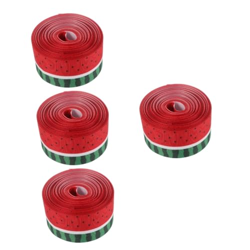 COHEALI 4 Rollen Wassermelonenband Hawaii-Band Drahtkantenband Sackleinenband Sommerfruchtband Grosgrain-Bänder Dekorationsband Geschenkverpackungsband Sommerband Banddekor Polyester von COHEALI