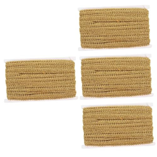 COHEALI 4 Rollen wellige Spitze DIY-Spitze Kleidungsstück Zubehör Zopfzubehör house decoration tischdecke makramee Vorhang dekorativer Besatz handgemachte Lieferungen Polyester Golden von COHEALI