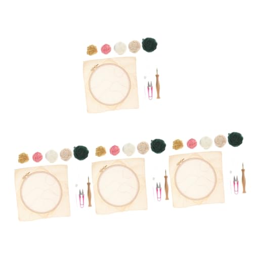 COHEALI 4 Sätze Stickpackung für Kinder Nähset Stickset für Kinder DIY Handarbeitswerkzeug embroidery set Embroidery beginner kit unvollendete Kreuzstiche Sticken für Anfänger Holz von COHEALI