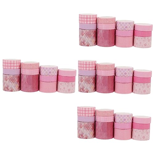 COHEALI 4 Sätze Washi Tape Set Dekoratives Washi Tape Sammelalbum DIY Klebeband Handgefertigte Aufkleber Washi Tapes Verpackung Washi Tape Einfache Muster Bänder DIY 12 Rollen * 4 von COHEALI