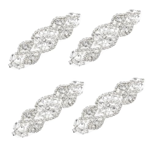 COHEALI 4 Stück Gürtel Strass-patch Floraler Strass-patch Strass-blumenapplikation Patch Mit Strassapplikationen Applikation Nähen Braut Applikation Perlengürtel Braut- Silver Strasssteine von COHEALI