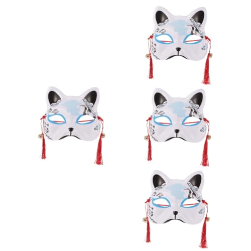 COHEALI 4 Stück Katzenmaske Halbe Katzenmaske Für Anziehpartys Katzenmaske Maskerademaske Dekorative Tiermaske Im Japanischen Stil Katzenmaske Multifunktionale Partymaske von COHEALI