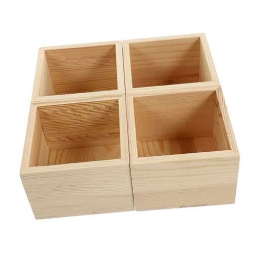 COHEALI 4 Stücke Boxen kleine Holzkiste ohne Deckel Schmuckaufbewahrungsorganisator storage boxes aufbwahrungs-box Retro- DIY Schmuckkästchen hölzern von COHEALI