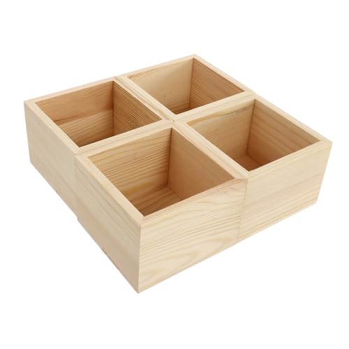 COHEALI 4 Stücke Boxen kleine Holzkiste ohne Deckel storage boxes aufbwahrungs-box Holzbox Tischdekoration Ringboxen für Schmuckgeschenk Retro- hölzern von COHEALI