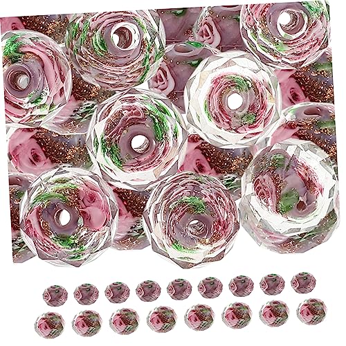 COHEALI 40st Blumenglasperlen Große Rosenkränze Massenperlen Diy-perlen Bulk-halsketten Flache Perlen Flache Runde Handgemachte Lampwork Diy Schmuck Lose Perlen Massenhandwerk Violett von COHEALI