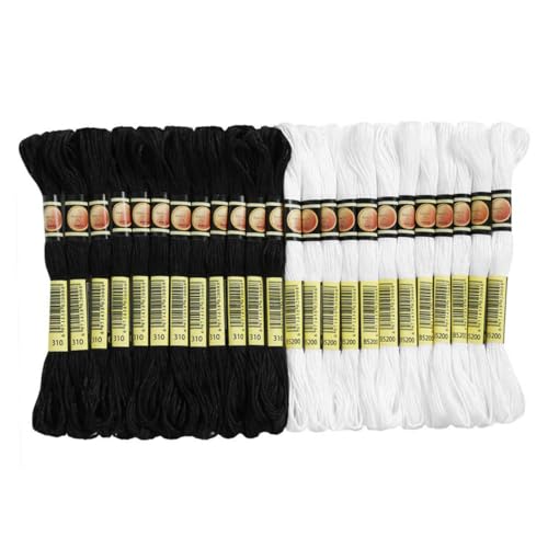 COHEALI 48St Schwarz-Weiß-Kreuz stich faden Nähgarn-Kit Handnähgarn Stickgarn für Armbänder schwarzes Nähgarn embroidery kit embroidery set einfarbige Stickgarne Nähzubehör Polyester von COHEALI