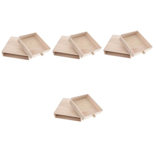 COHEALI 4Er-Box Teebox Geschenkbox storage boxes aufbwahrungs-box wohnraumdeko Schnitzbare Holzbox Foto Schmuck-Organizer-Halter Zigarrenkisten leer aus Holz dekorative von COHEALI