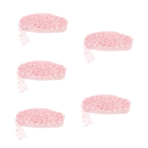 COHEALI 5 Rollen Spitze lace Blumen trimmen Band Kleiderkanten Kleidungszubehör Weißes Dekor Blumendekoration Kleidungsstück nähen trimmen Kleidungsstück Zubehör Nähmaterial Polyester Rosa von COHEALI