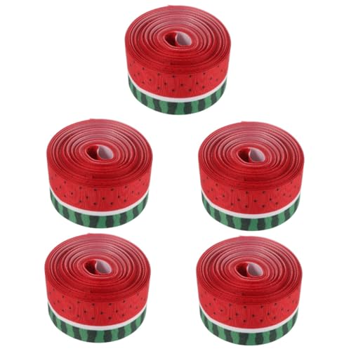 COHEALI 5 Rollen Wassermelonenband Verpackungsband Blumenarrangements Band Kuchenband Hochzeitsband Flaggenband Hawaii-band Geburtstagsband Sommerband Haarschleifen Band Polyester von COHEALI