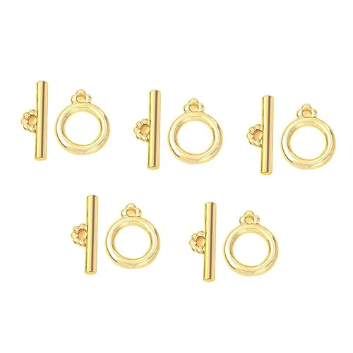 COHEALI 5 Sätze -Taste armbandverschluss schmuckherstellung Schmuckzubehör Sets schmuck machen Charm-Armbänder Halsketten Krone Knebelverschluss T-Bar-Verschlussverschluss Metall Golden von COHEALI