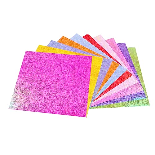 COHEALI 50 Stück Glitzerpapier Glitzer-Origami Baupapier für Kinder Origamipapier 6x6 Origami-Papierfaltset für Kinder regenbogenpapier glitter paper Papier falten Flimmerpapier von COHEALI