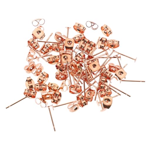 COHEALI 50 Stück Ohrringpfosten-Materialien Diy-Ohrring-Stecker-Set Ohrring-Herstellung Charms Ohrring-Verschlüsse (Roségold) von COHEALI