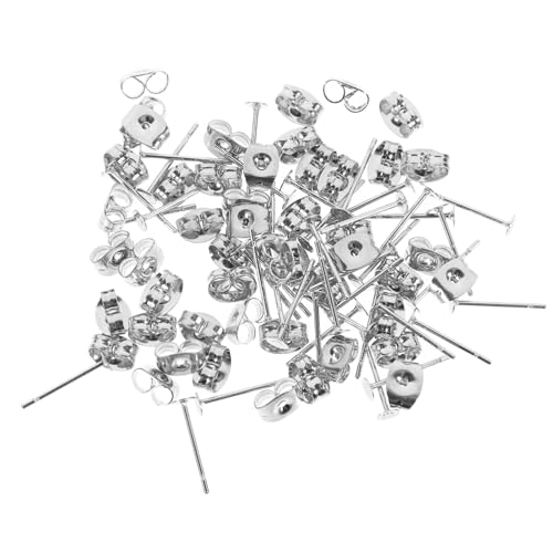 COHEALI 50 Stück Ohrringpfosten-Materialien Diy-Ohrring-Stecker-Set Ohrring-Herstellung Charms Ohrring-Verschlüsse (Silber) von COHEALI