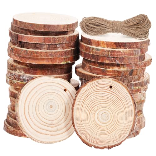 COHEALI 50 Stück Runde Holzspäne Runde Holzscheiben Holzscheiben Zum Basteln Unfertige Holzausschnitte Holzausschnitte Runde Holzscheiben Holzuntersetzer Bastelbedarf von COHEALI