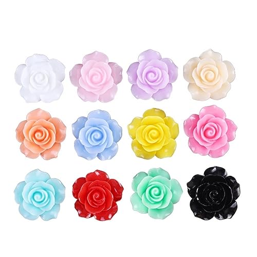 COHEALI 50 Stück Verzierungen Rosen-cabochons Blumenharz Flatback Flatback-rosenperlen Flatback-blumenperlen Mini-harzblumen Rosen Mit Flachem Rücken Eine Armatur Handy Schmuck von COHEALI