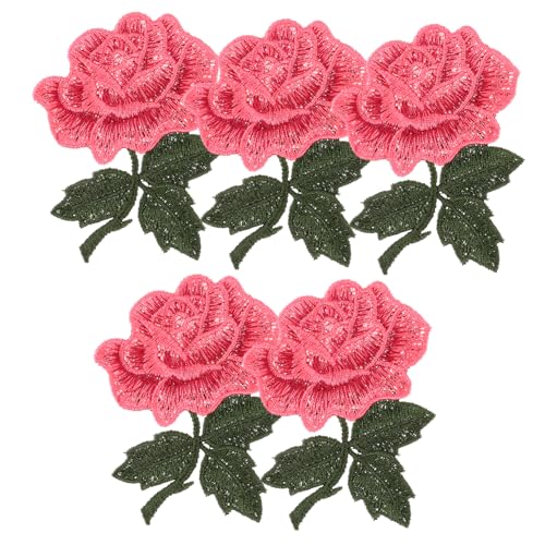 COHEALI 5St Rosenbeet stitsch Nähapplikation Blumenbeete aufnähen Stickereiapplikationen mit Blumendesign Kleidungsstück dekorativer Patch Kleiderflicken selber machen Polyester von COHEALI