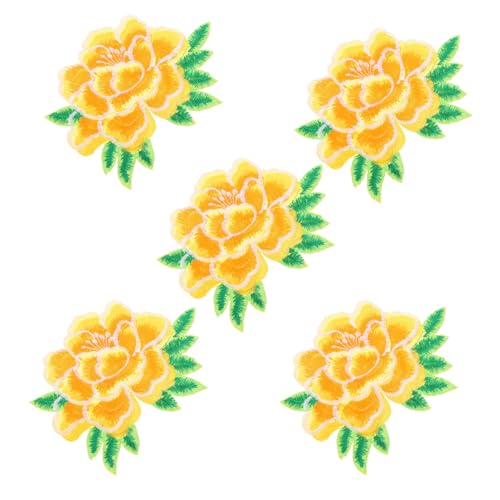 COHEALI 5st Stoffflicken Für Kleidung Kleiderflicken Aufnähen Stickereiflecken Spitzenapplikation Kleidungsflicken Gestickte Aufnäher Mit Blumen Patch Aufnähen Polyester Yellow von COHEALI