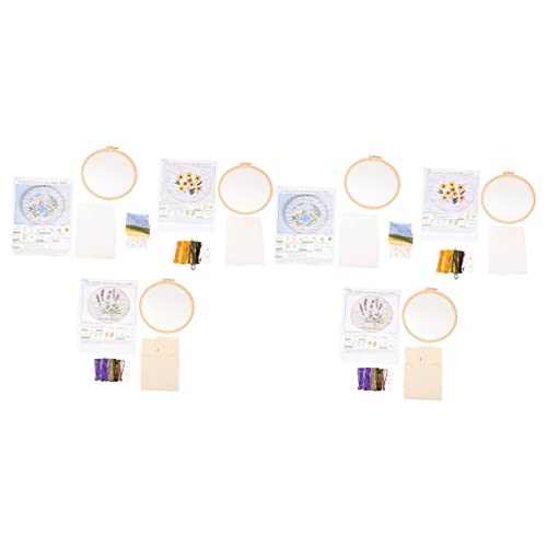 COHEALI 6 Sätze Kreuzstich für Anfänger embroidery thread embroidery needle Stickerei-DIY-Kit Kreuzstichpackungen für Kinder professionelles Nähset Stickerei-Kit mit Blumenmuster Polyester von COHEALI