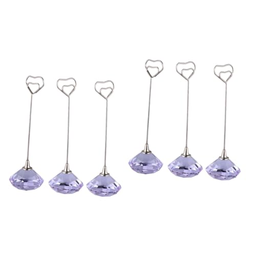 COHEALI 6 Stk Memohalter bürodeko büro dekoration papierklemmen Büroklammern Diamant-Platzhalter Partydekoration aus klarem Acryl Standhalter für Party Tischnummernhalter Violett von COHEALI