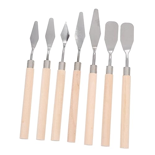 COHEALI 7st Kunstschaber Schaufel Farbmischspatel Malspachtel Spachtelmesser Flexible Spachtel Malmesser Tapetenschaber Spachtel Zum Malen Farbrollerschaber Rostfreier Stahl Beige von COHEALI