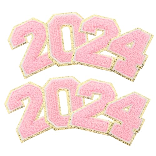 COHEALI 8st Gestickter Nummernaufnäher Kleider Bügeleisen Flicken Aufnähen Abzeichen Annähen Patches Reparieren Nummer Bügelbild Rucksack-patches Gestickte Aufnäher Rosa Handtuchstickerei von COHEALI