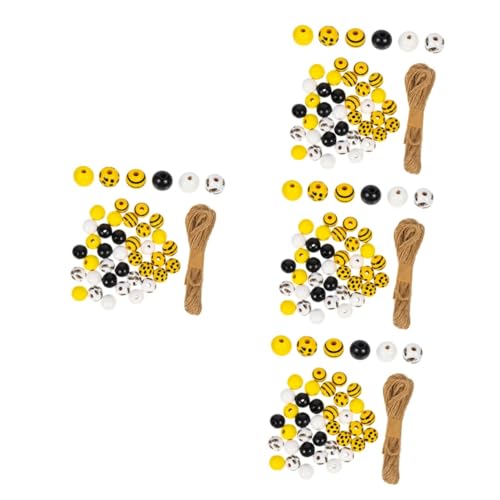 COHEALI 960 Stk bedruckte Holzperlen wohnungseinrichtung home decoration Schmuckzubehör DIY-Girlandenherstellung rundes schwarzes Tablett Charms-Perlen lose Perlen für Schmuck hölzern von COHEALI