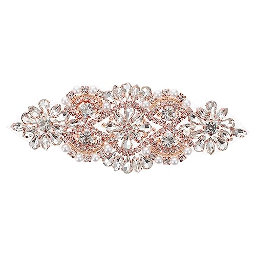 COHEALI Bohrchip-aufkleber Applikationen Für Brautkleider Vintage Spitzenband Schärpe Strass-applikation Spitzenapplikation Hochzeit Trimmen Besticktes Band Blumenband Rose Gold Perlen von COHEALI