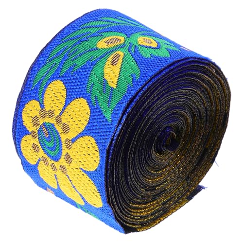 COHEALI Ethnisches Spitzenband Blumenjacquardband Gewebtes Jacquardband Schrägband Aus Vintage-stoff Besticktes Band Kleidungsband Türkisfarbenes Band Kleiderband Blue Polyestergarn von COHEALI