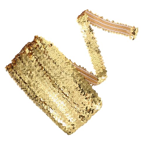 COHEALI Glänzender Fransenbesatz Flacher Paillettenstreifen Glitzernder Spitzenbesatz Stoffbesatz Mit Pailletten Goldstoff Zum Nähen Bling-besatz Für Kleidung Bastelquaste Golden Polyester von COHEALI