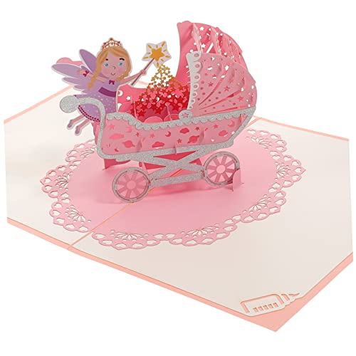 COHEALI Grußkarte babykarte karten klappkarte faltkarten birthday cards 3d Geburtstag Geburtstagskarten für Kinder Alles zum Geburtstagskarte 3D-Geburtstagskarte Papierstau Rosa von COHEALI