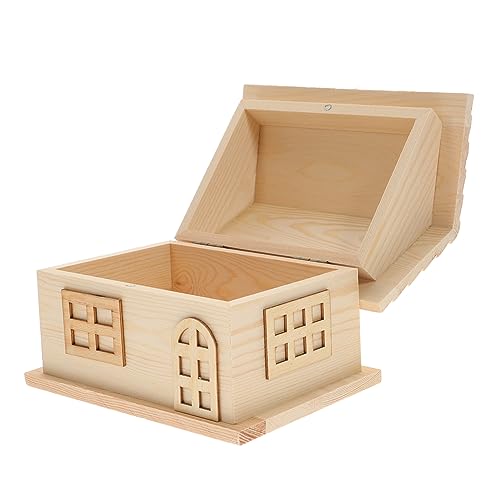 COHEALI Kastenhausförmige Holzkiste Schlafzimmer Desktop Organizer Büro Dekor Schlafzimmer Dekor Schlafzimmer Dekoration Dekor Für Wohnzimmer Dekor Für Büro Dekoration Für von COHEALI